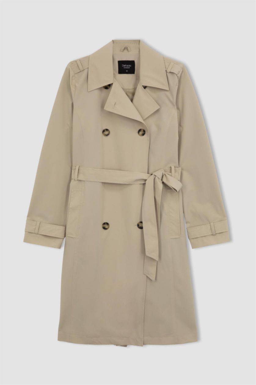 Woman Beige Regular Fit Trench Coat