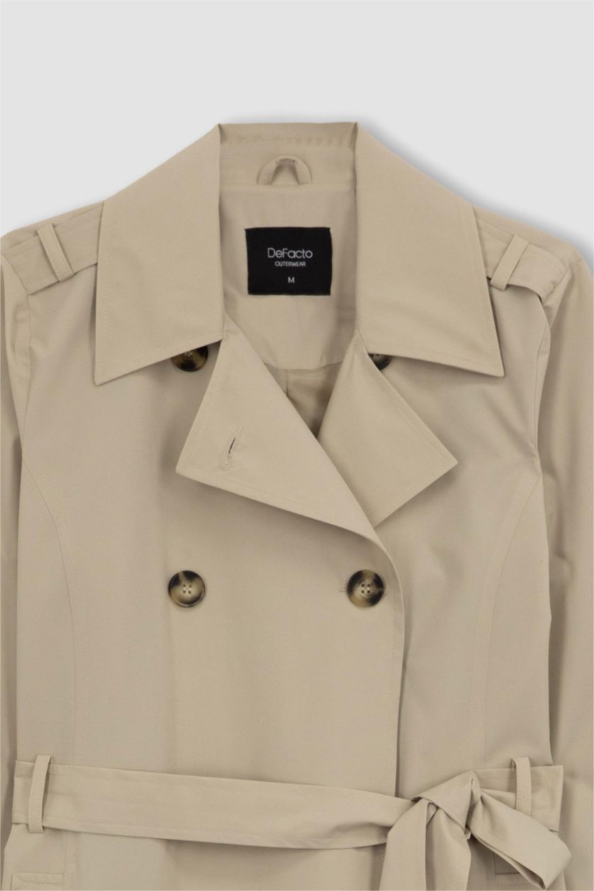 Woman Beige Regular Fit Trench Coat