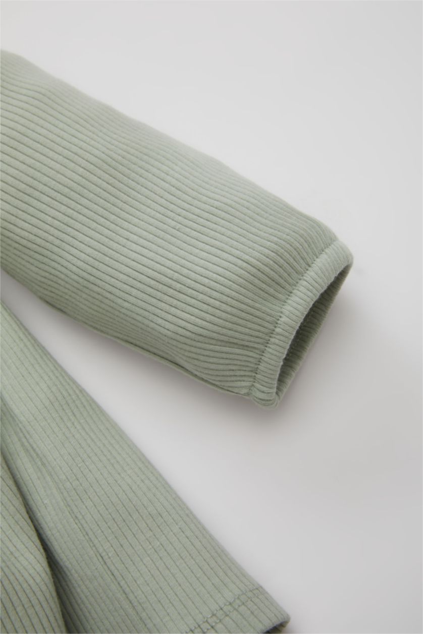 BABY GIRL Mint Baby Girl Long Sleeve Ribbed Dress