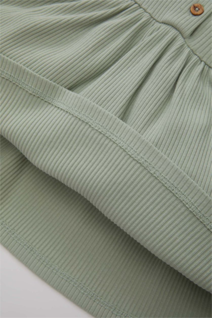 BABY GIRL Mint Baby Girl Long Sleeve Ribbed Dress