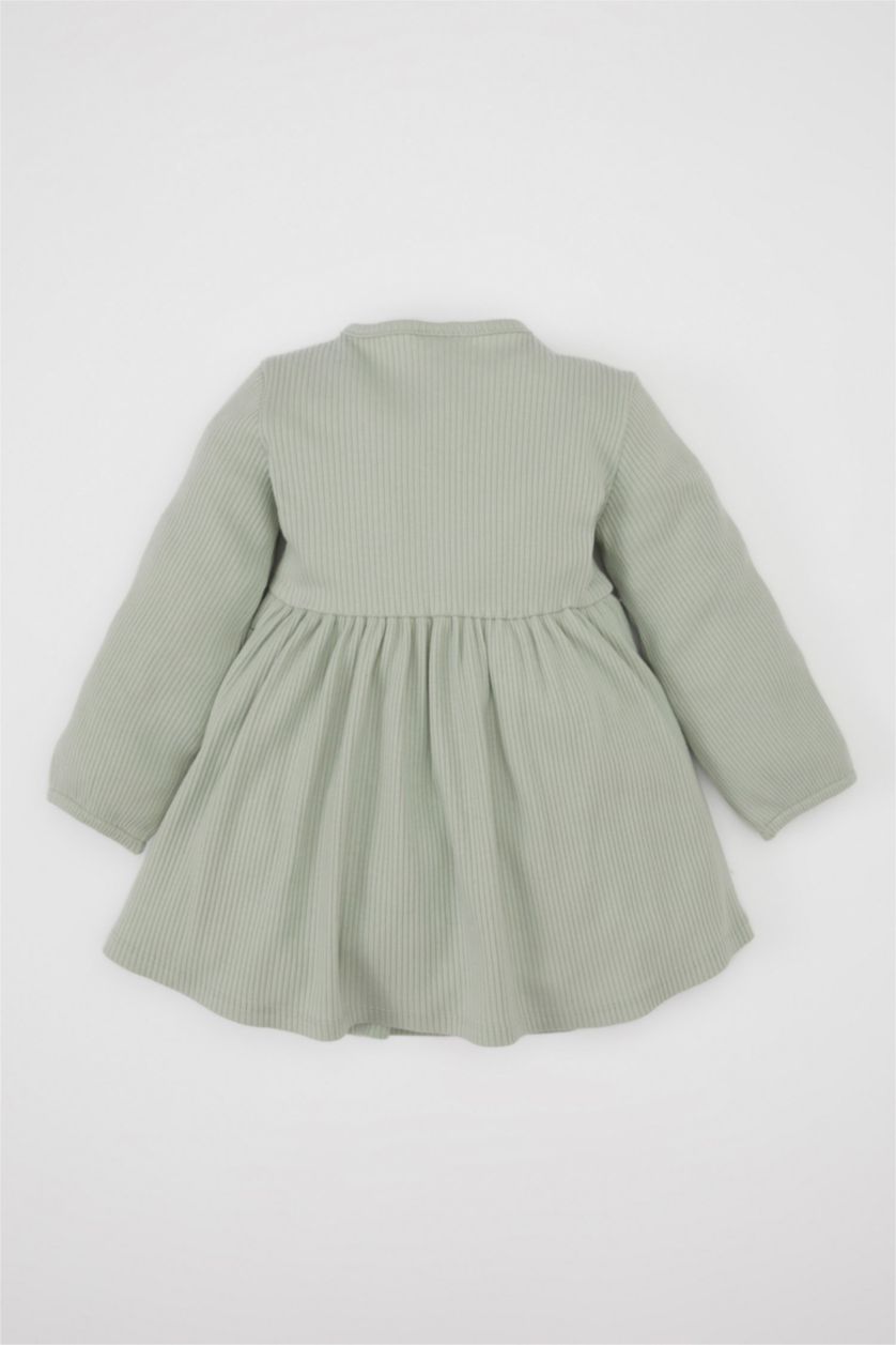 BABY GIRL Mint Baby Girl Long Sleeve Ribbed Dress