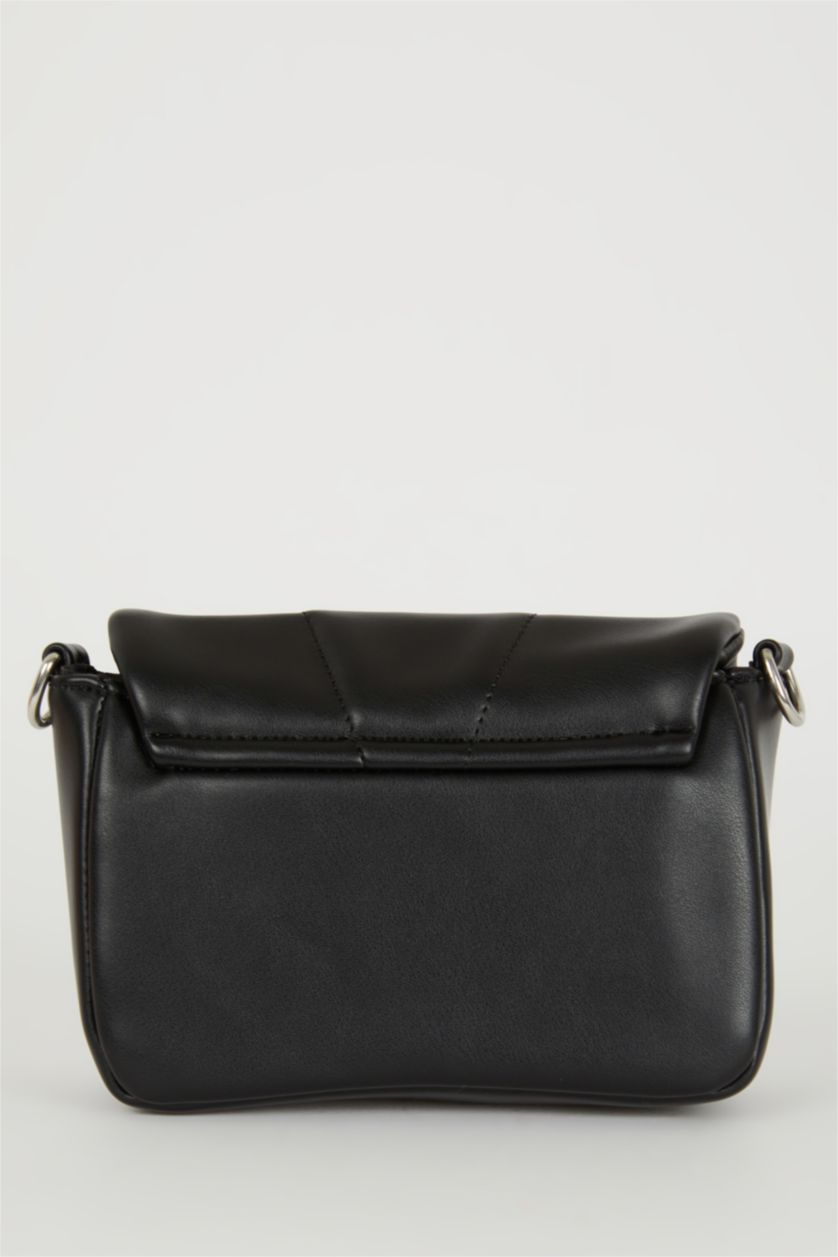 WOMAN Black Faux Leather Crossbody Bag
