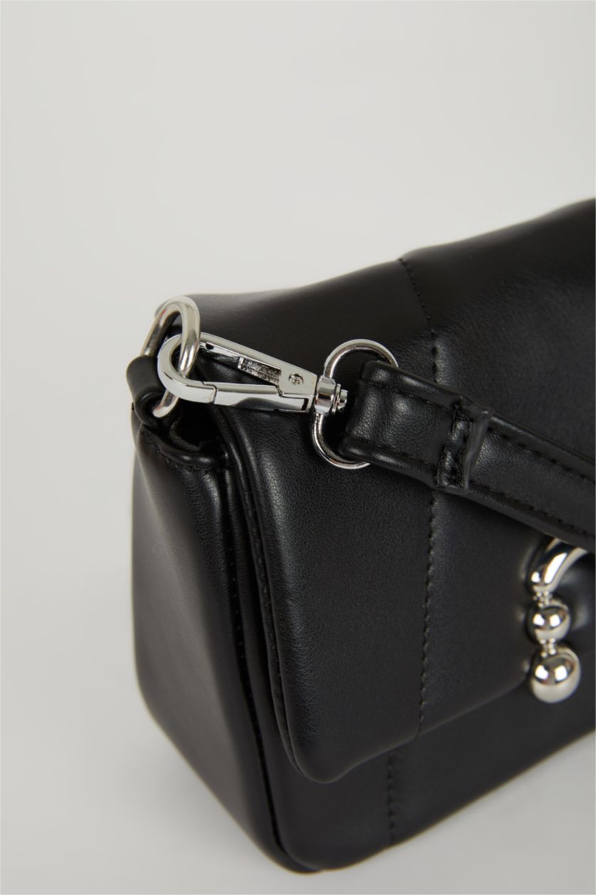 WOMAN Black Faux Leather Crossbody Bag