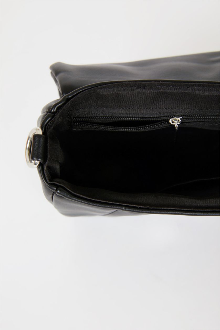 WOMAN Black Faux Leather Crossbody Bag