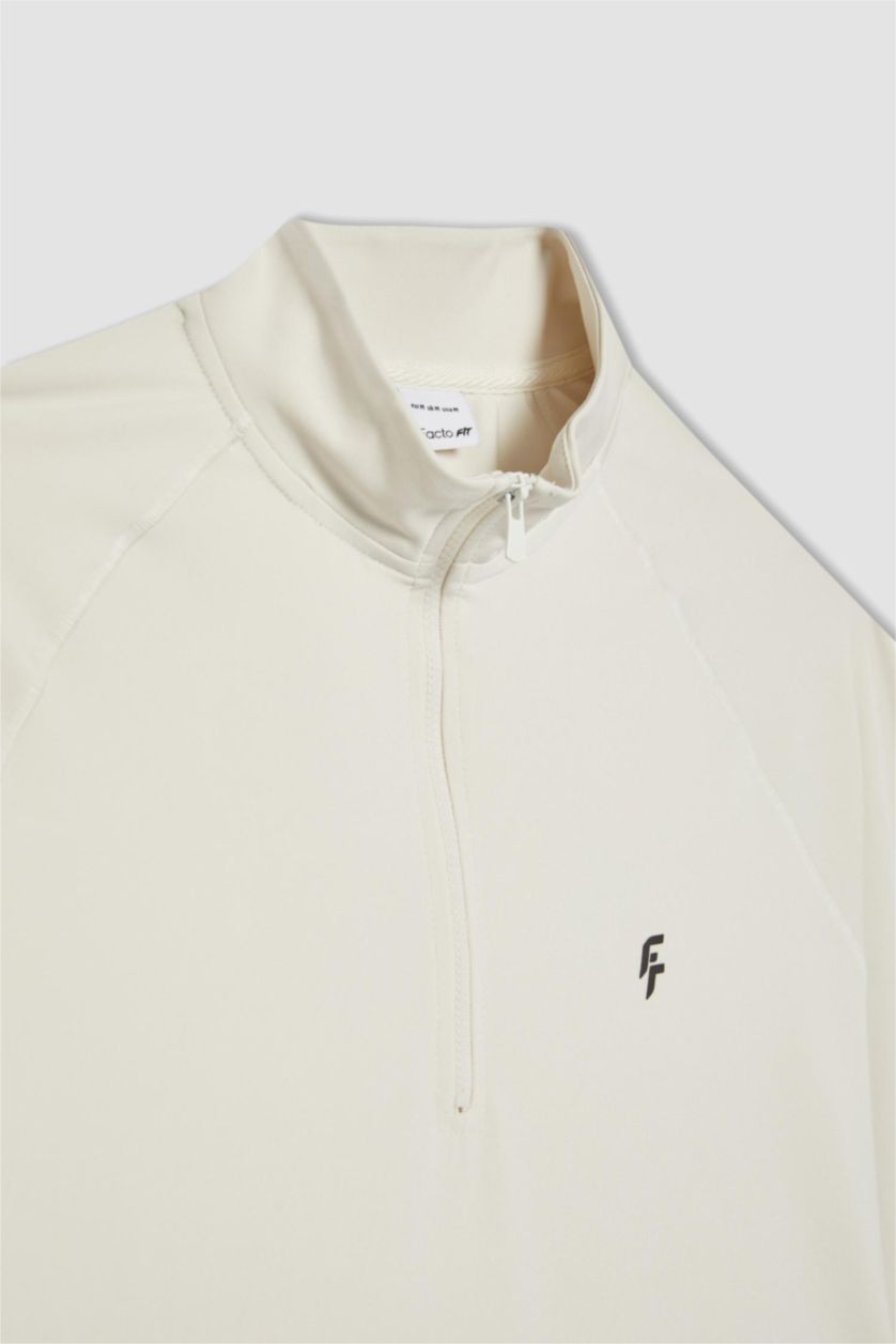 حريمي اللون الحجري تيشيرت رياضي كم طويل قصة طويلة بطبعة شعار