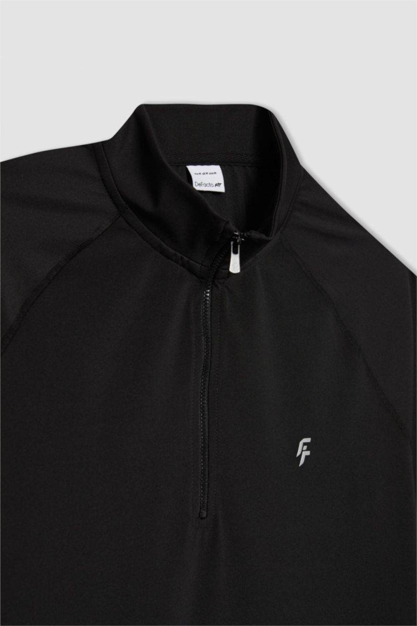 Woman Black Long Fit Slogan Printed Long Sleeve T-Shirt