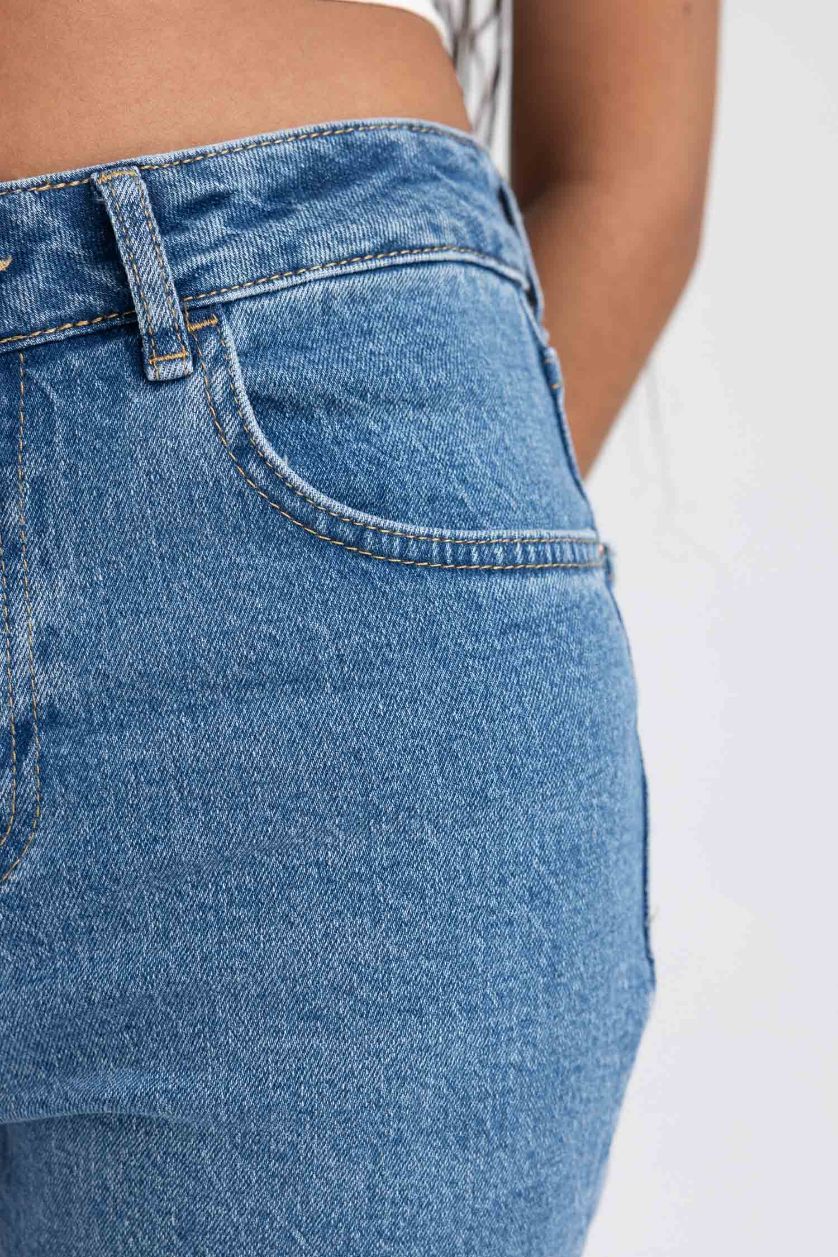 WOMAN Blue Slim Fit High Waist Ankle Length Jeans