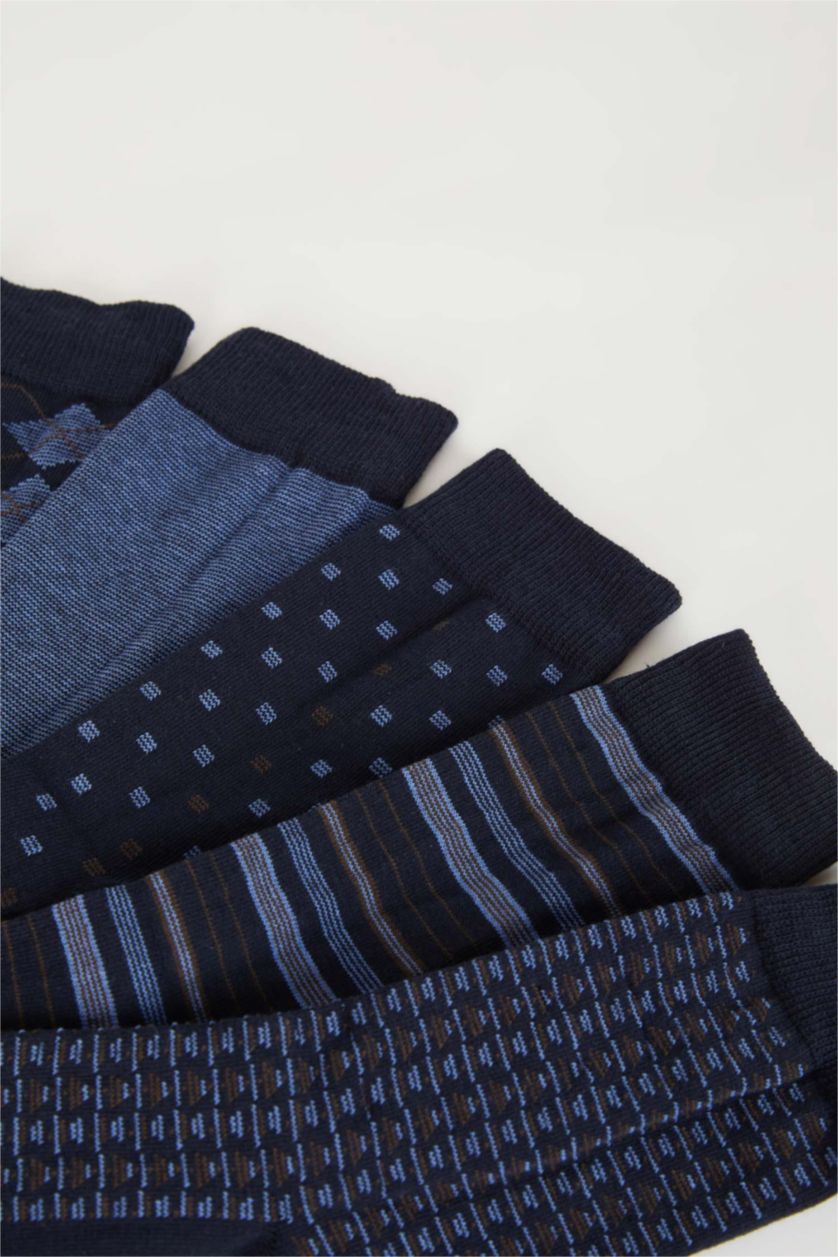 رجال كحلي جوارب طويلة قطن رجالي - 5 قطع