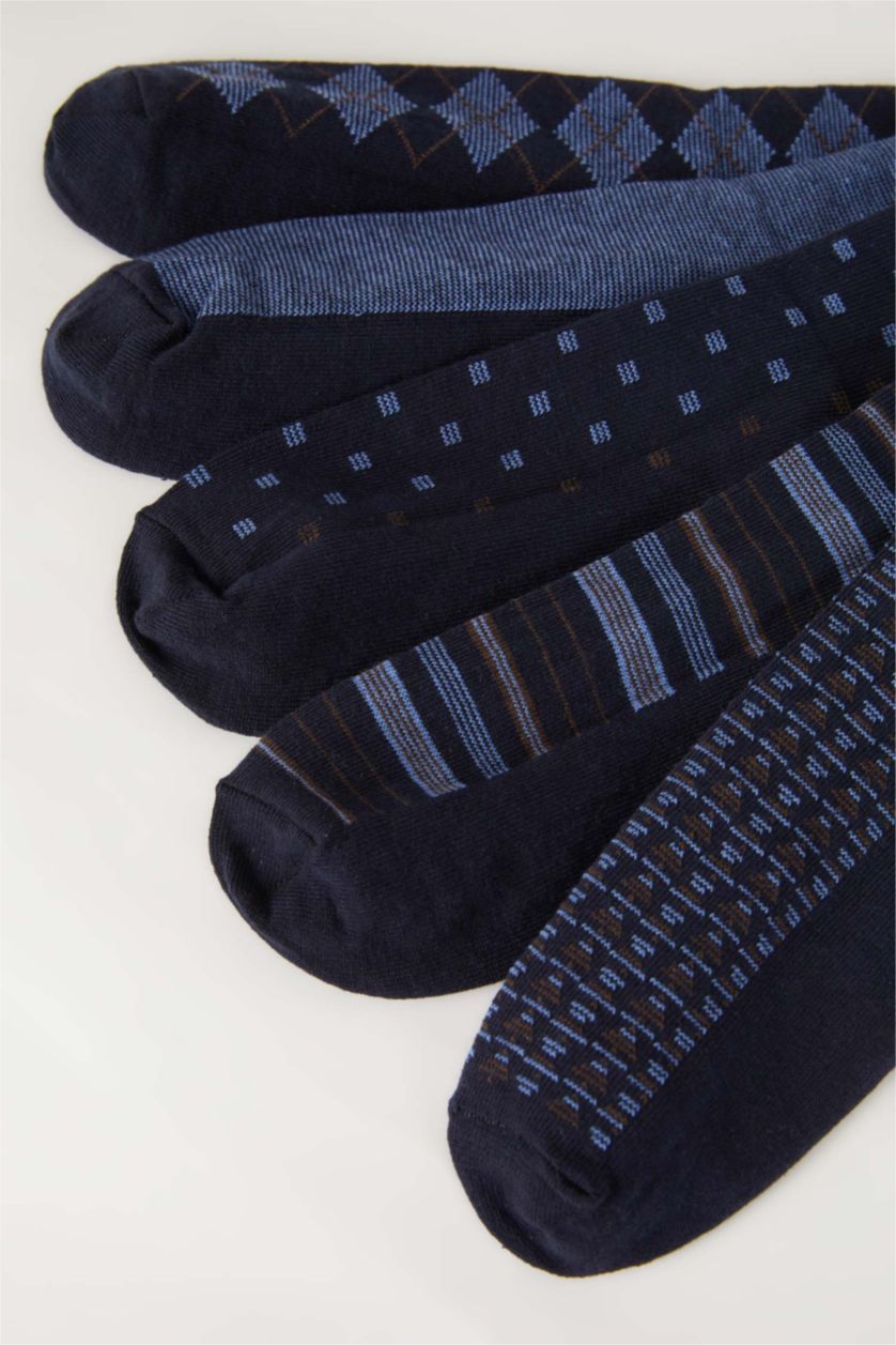 رجال كحلي جوارب طويلة قطن رجالي - 5 قطع