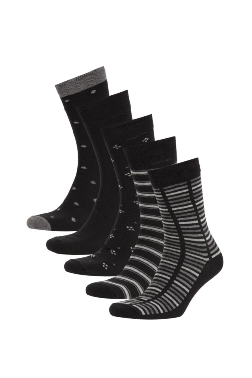 رجال أسود جوارب طويلة قطن - 5 قطع