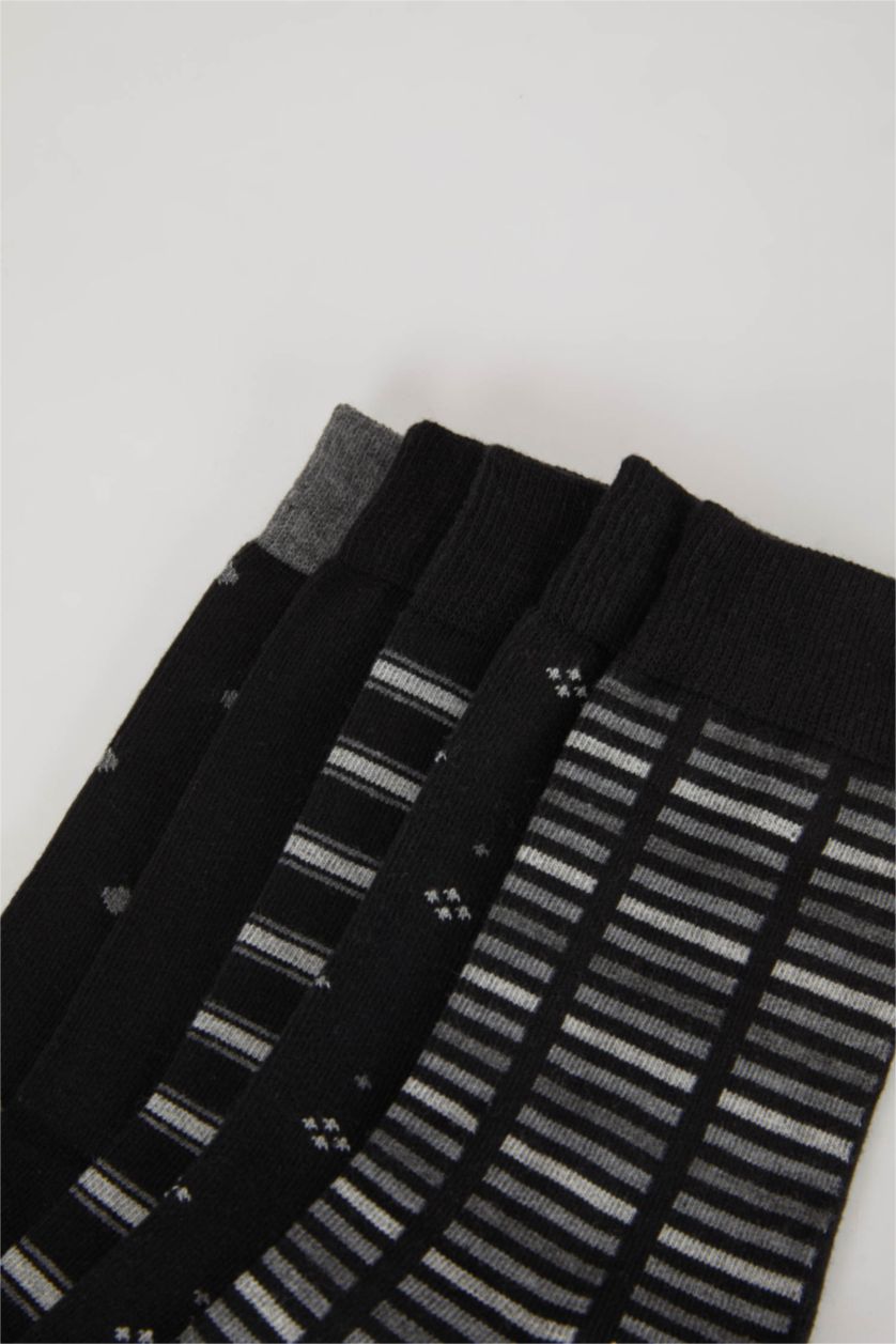 رجال أسود جوارب طويلة قطن - 5 قطع