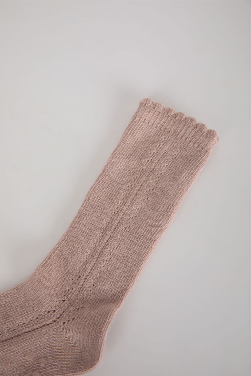 Kız Bebek Pembe Kız Bebek Kaydırmaz Taban Pamuklu Uzun Çorap