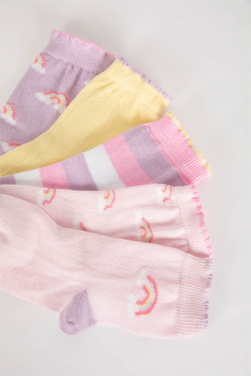 Kız Bebek Karma Kız Bebek Kaydırmaz Taban 5'li Pamuklu Uzun Çorap