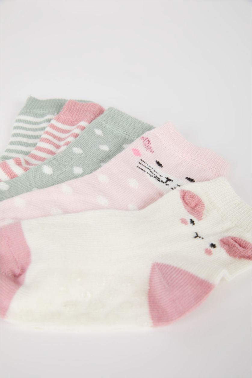 Kız Bebek Karma Kız Bebek Kaydırmaz Taban 5'li Pamuklu Uzun Çorap