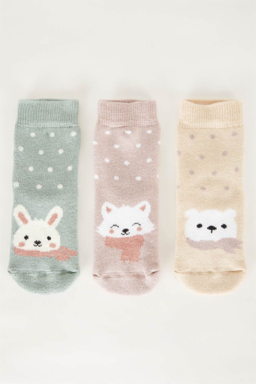 Малыши девочки Разноцветный Длинные носки из хлопка для малышей девочек, 3 пары