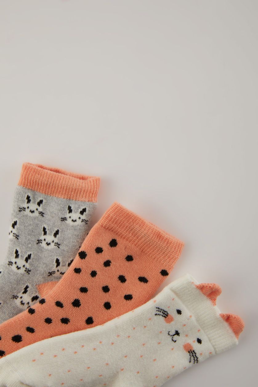 Kız Bebek Karma Kız Bebek Kaydırmaz Taban 3'lü Pamuklu Havlu Çorap