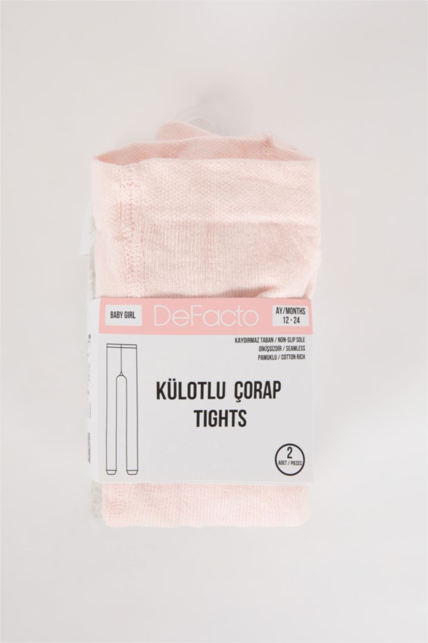 Kız Bebek Karma Kız Bebek Kaydırmaz Taban 2'li Pamuklu Külotlu Çorap