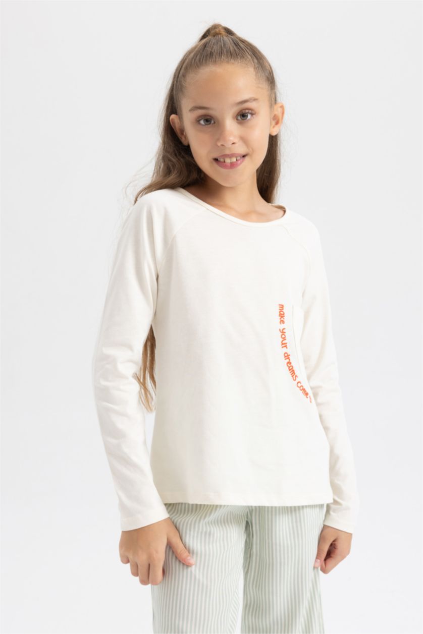 Девочки и подростки Песочный Пижама стандартного кроя для девочек