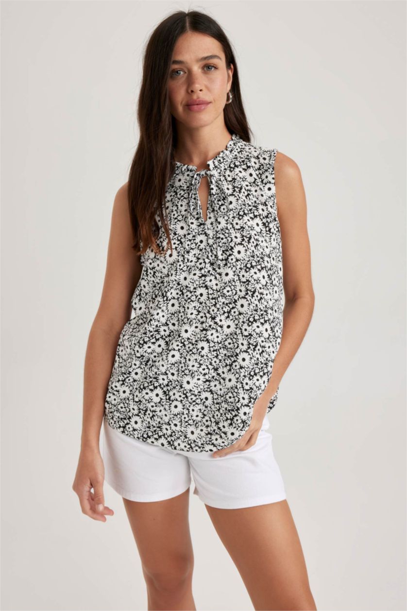 WOMAN Black Regular Fit Sleeveless Blouse