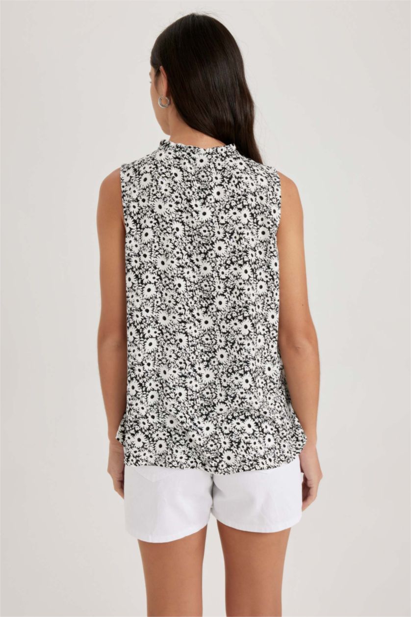 WOMAN Black Regular Fit Sleeveless Blouse