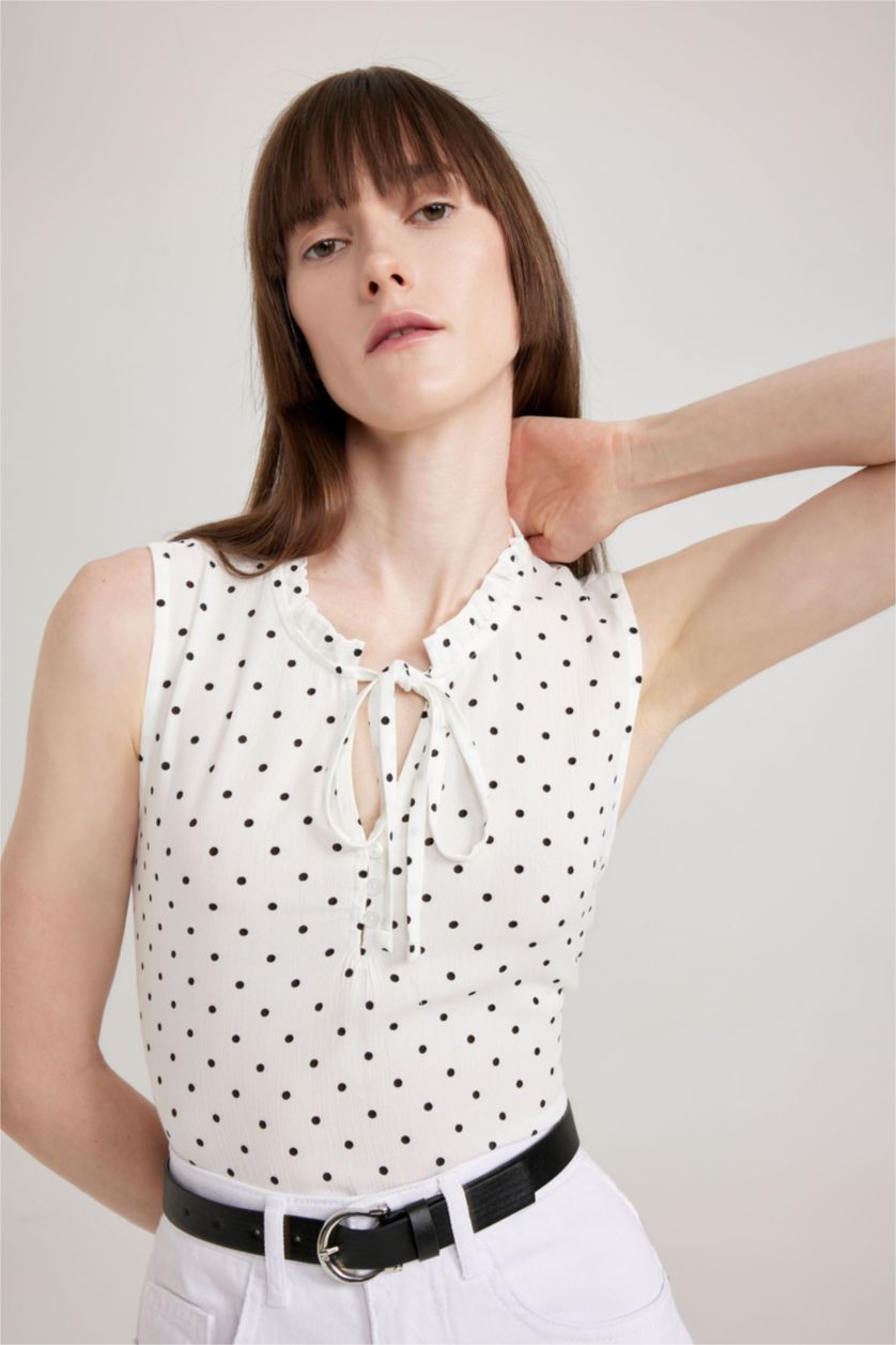 WOMAN White Regular Fit Sleeveless Blouse