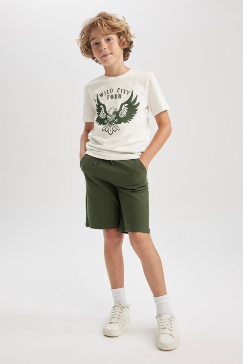 BOYS & TEENS White Boy Printed Short Sleeve T-Shirt Shorts 2-Pack Set