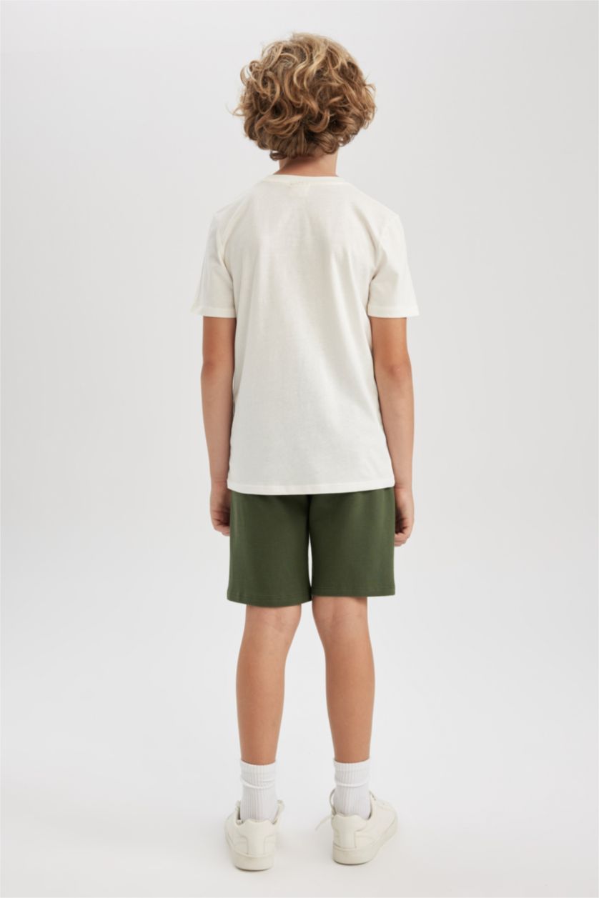 BOYS & TEENS White Boy Printed Short Sleeve T-Shirt Shorts 2-Pack Set