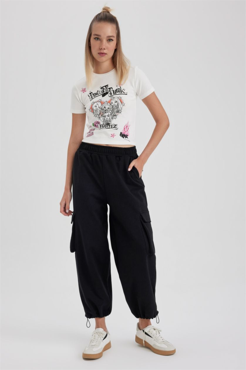 نساء أسود بنطلون سويت بانتس من قماش رقيق