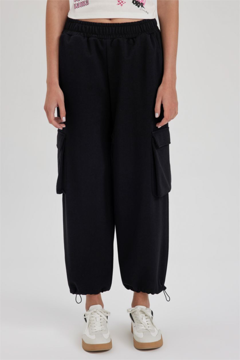 نساء أسود بنطلون سويت بانتس من قماش رقيق