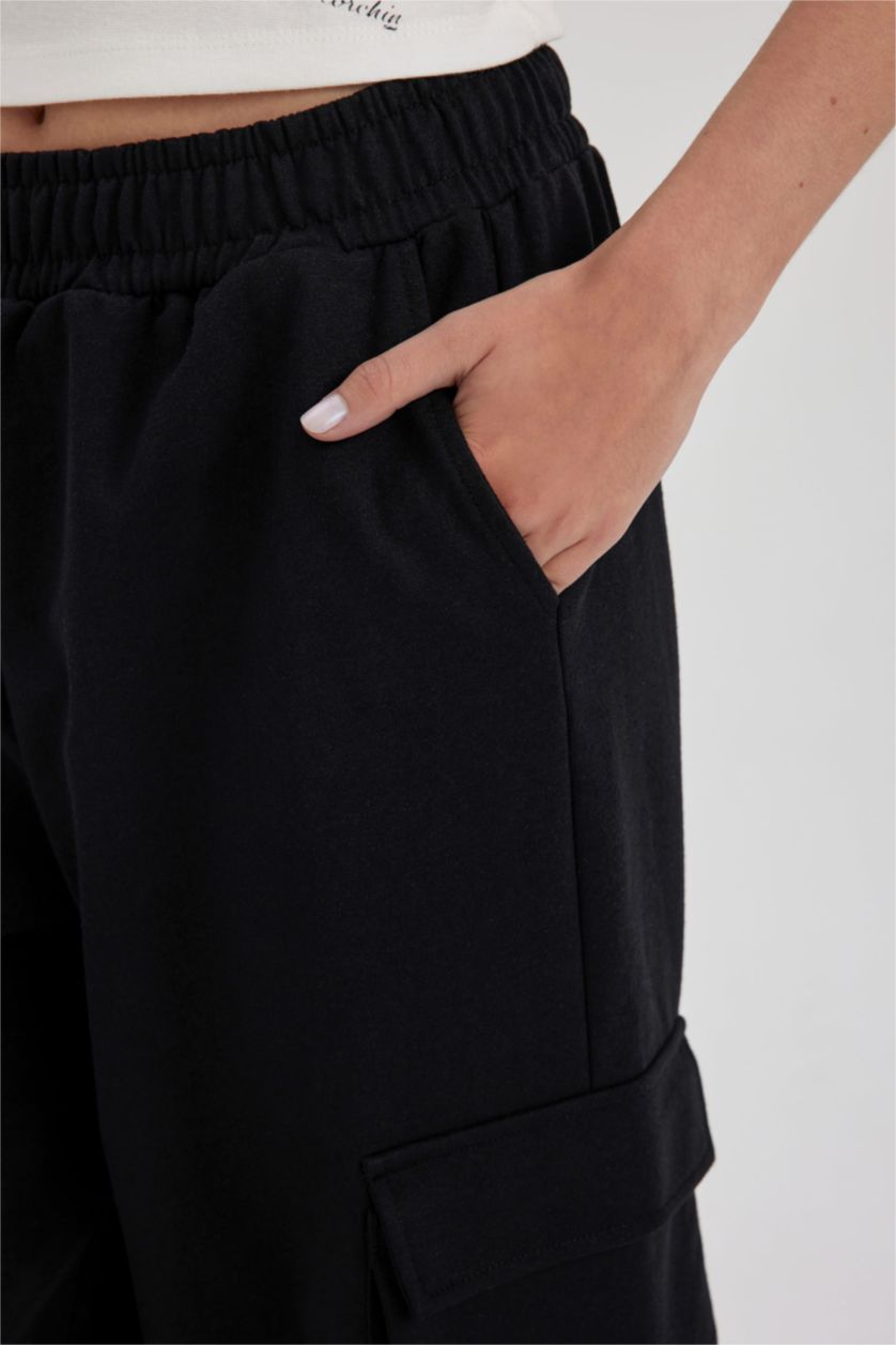 نساء أسود بنطلون سويت بانتس من قماش رقيق