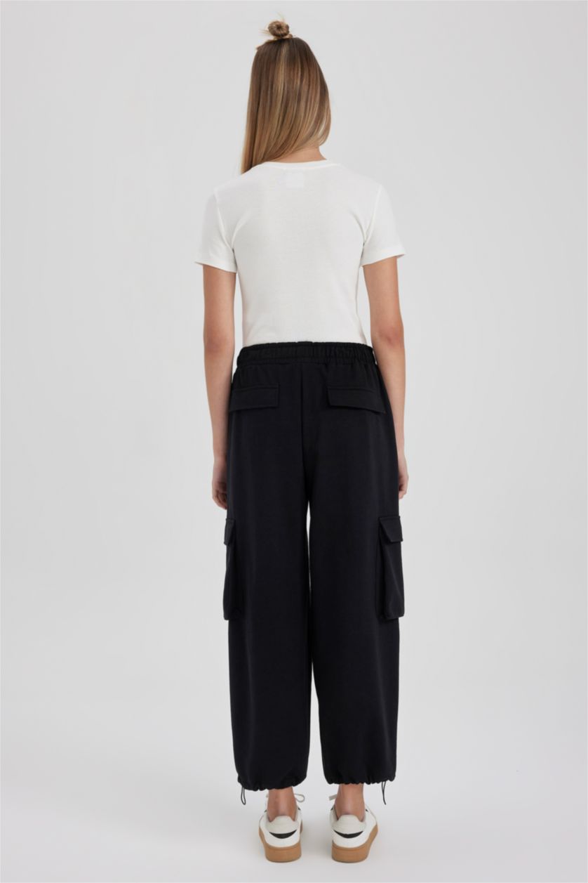 نساء أسود بنطلون سويت بانتس من قماش رقيق