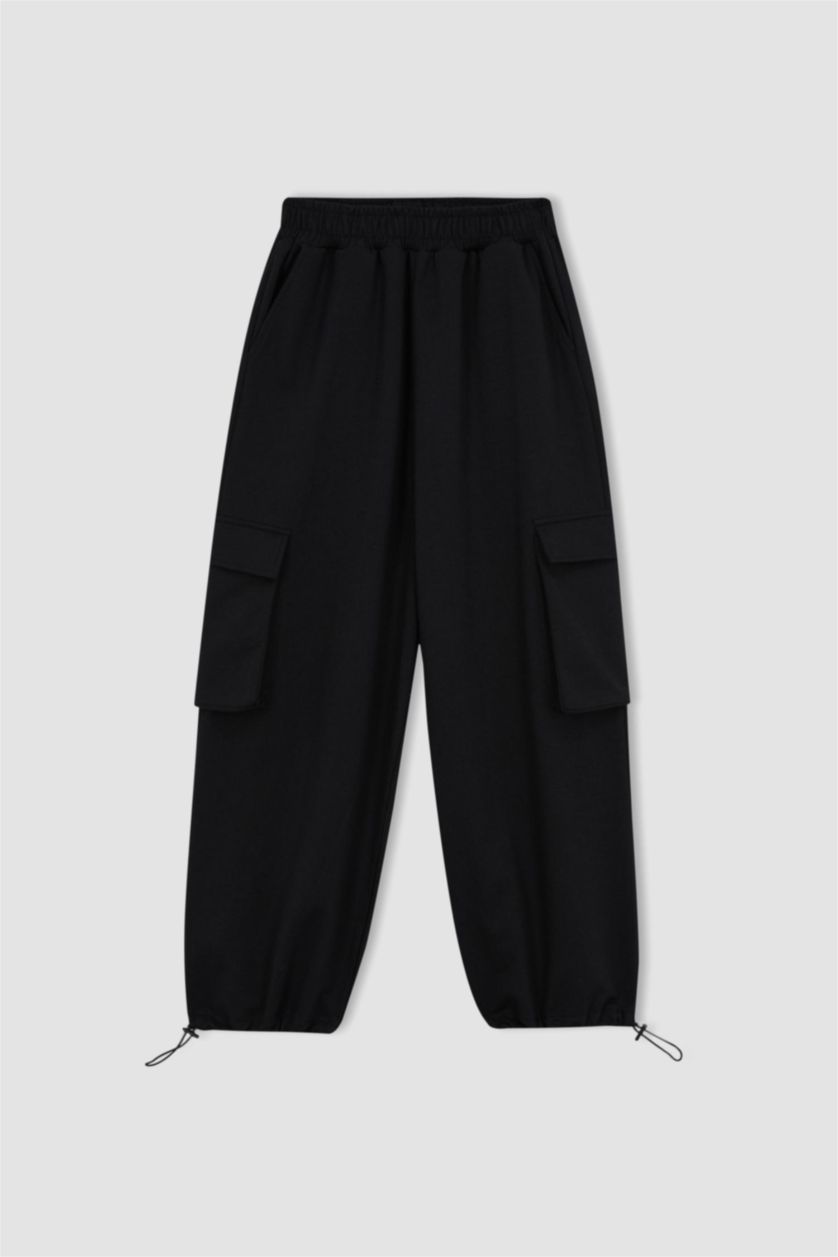 نساء أسود بنطلون سويت بانتس من قماش رقيق