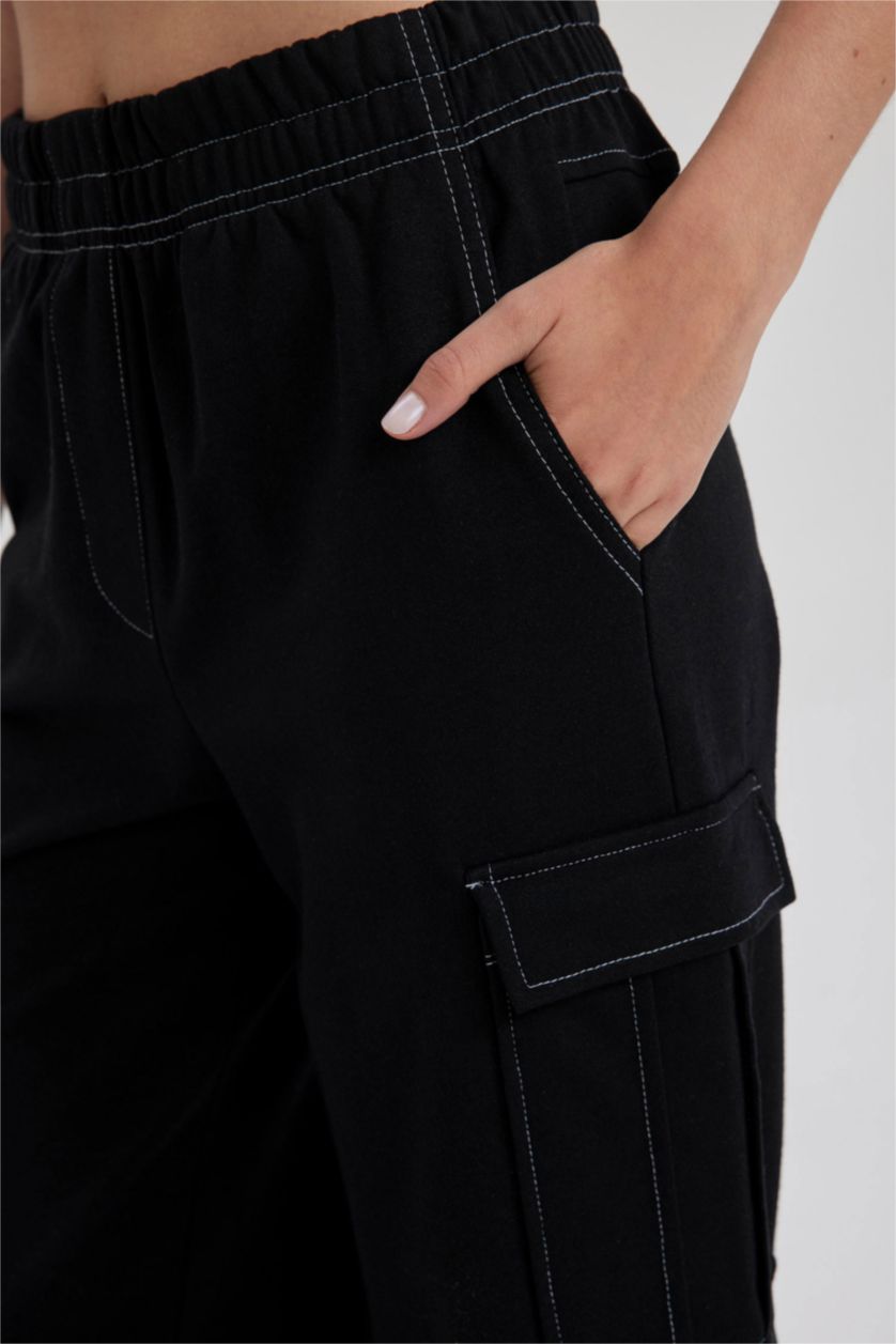 نساء أسود بنطلون من قماش رقيق قصة مستقيمة