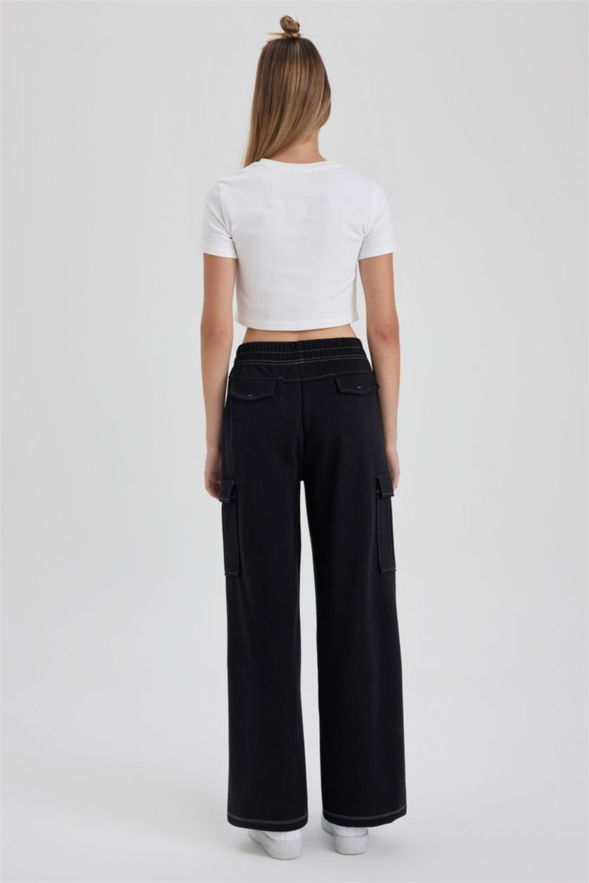 نساء أسود بنطلون من قماش رقيق قصة مستقيمة