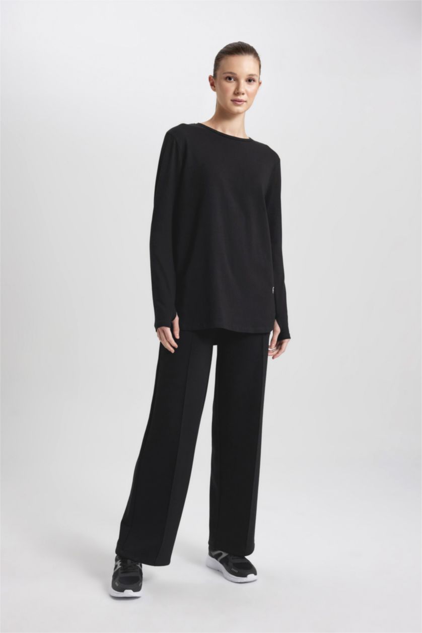 حريمي أسود Long Fit Long Sleeve T-Shirt