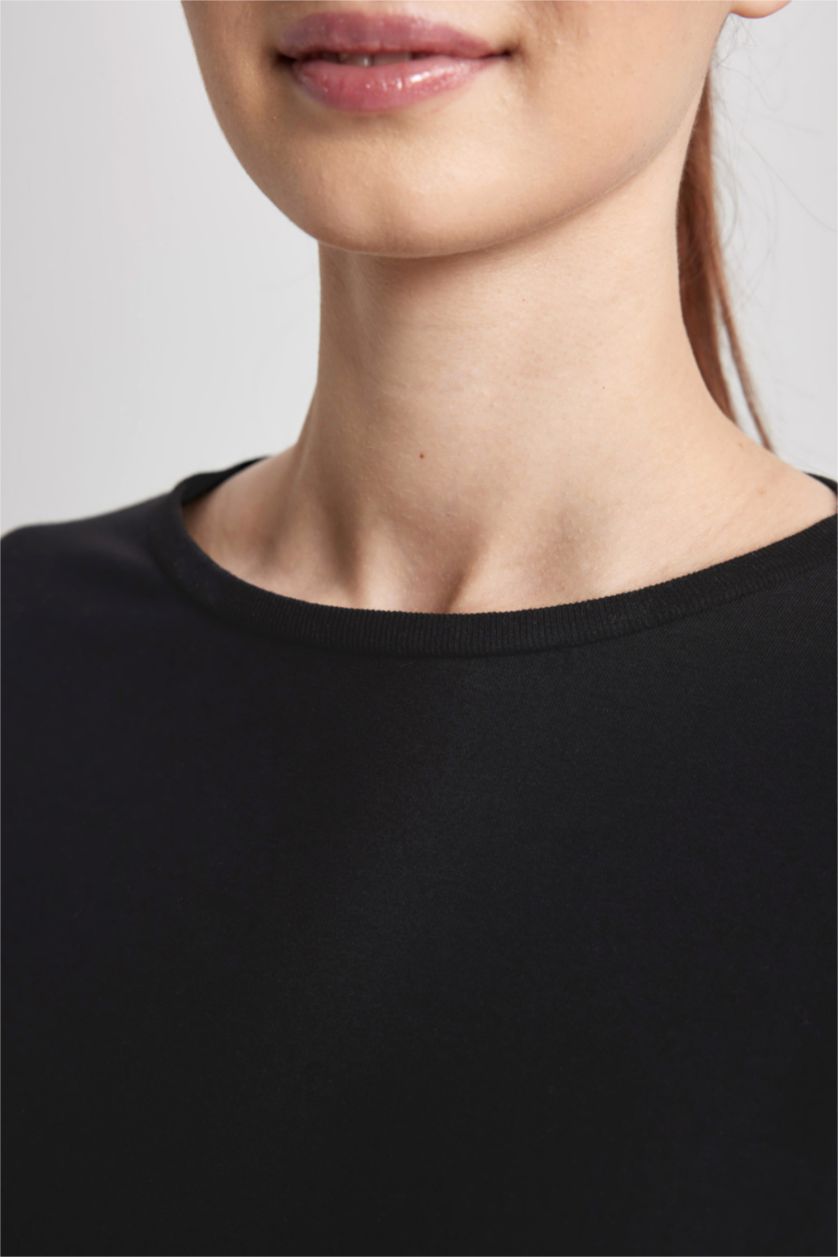 حريمي أسود Long Fit Long Sleeve T-Shirt