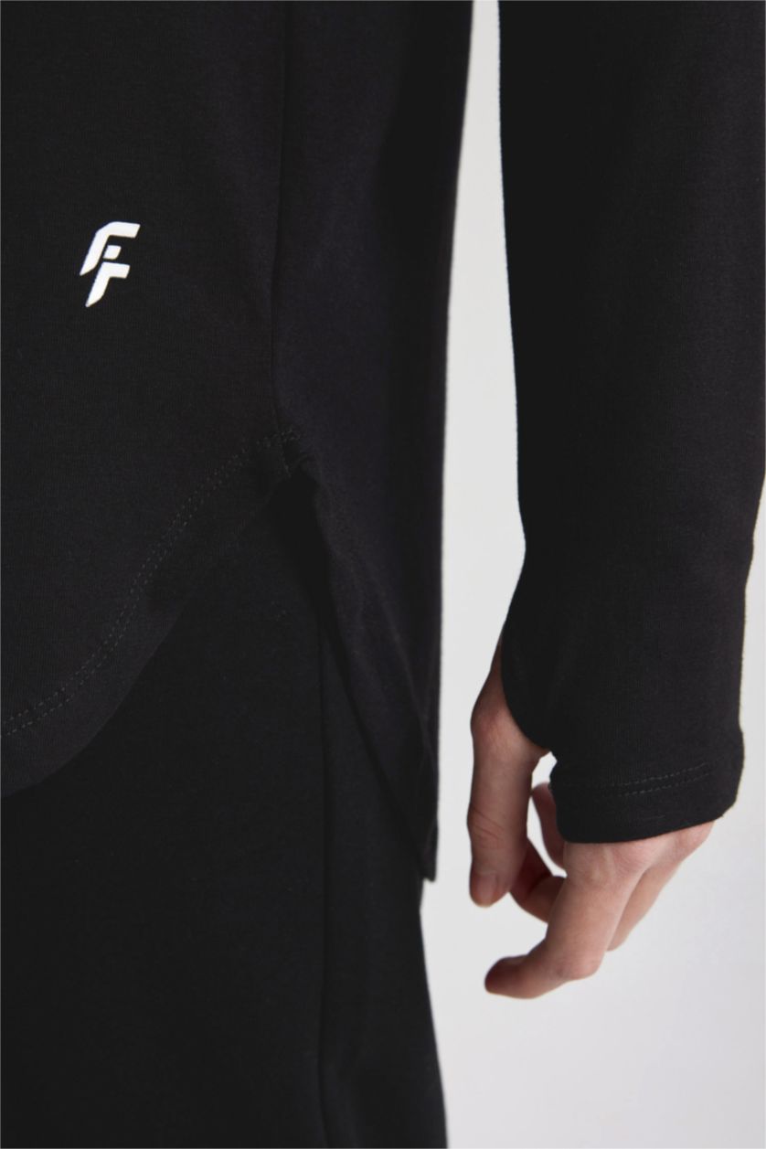حريمي أسود Long Fit Long Sleeve T-Shirt