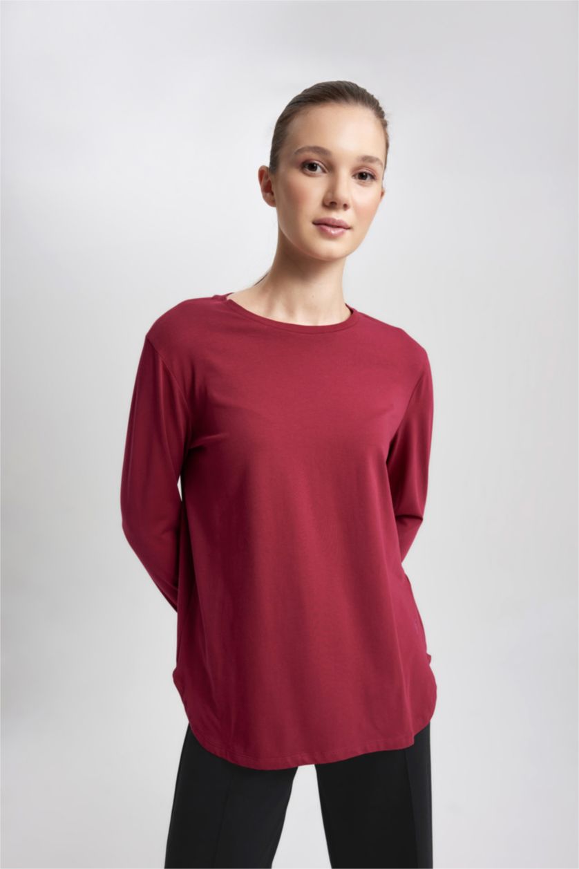 FEMME Bordeaux T-Shirt Long de sport col rond à manches longues