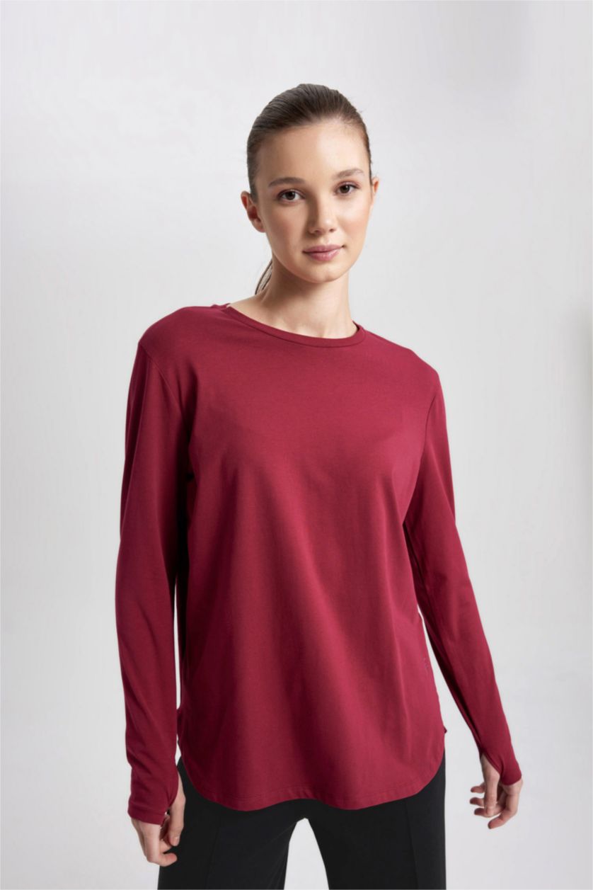 FEMME Bordeaux T-Shirt Long de sport col rond à manches longues