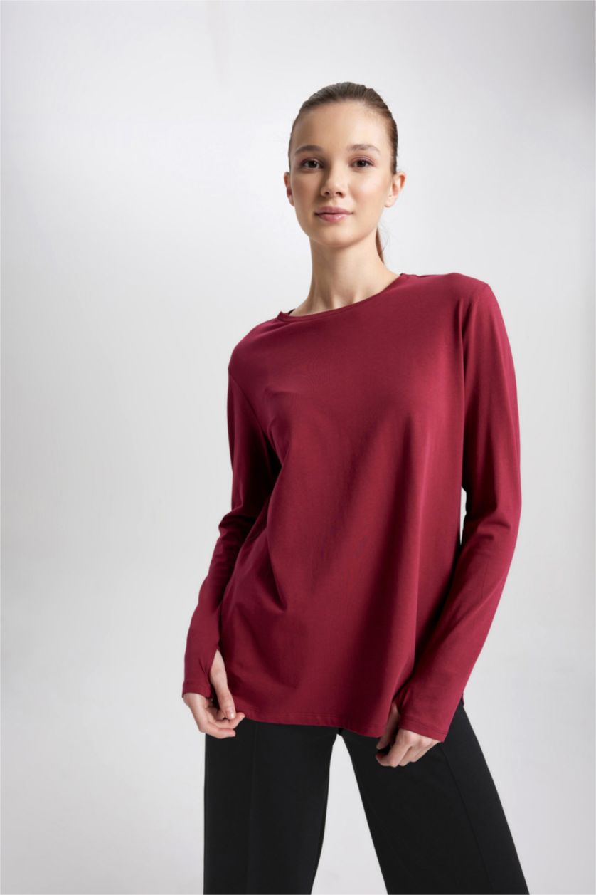 FEMME Bordeaux T-Shirt Long de sport col rond à manches longues