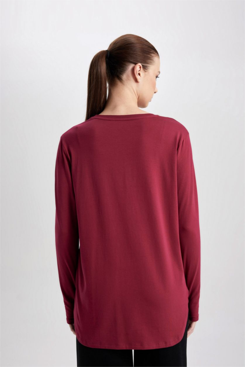 FEMME Bordeaux T-Shirt Long de sport col rond à manches longues