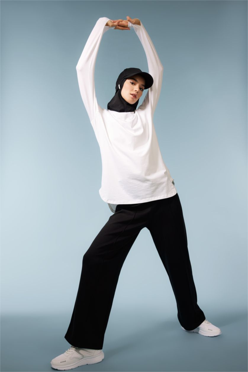 حريمي أبيض تيشيرت رياضي كم طويل قصة طويلة