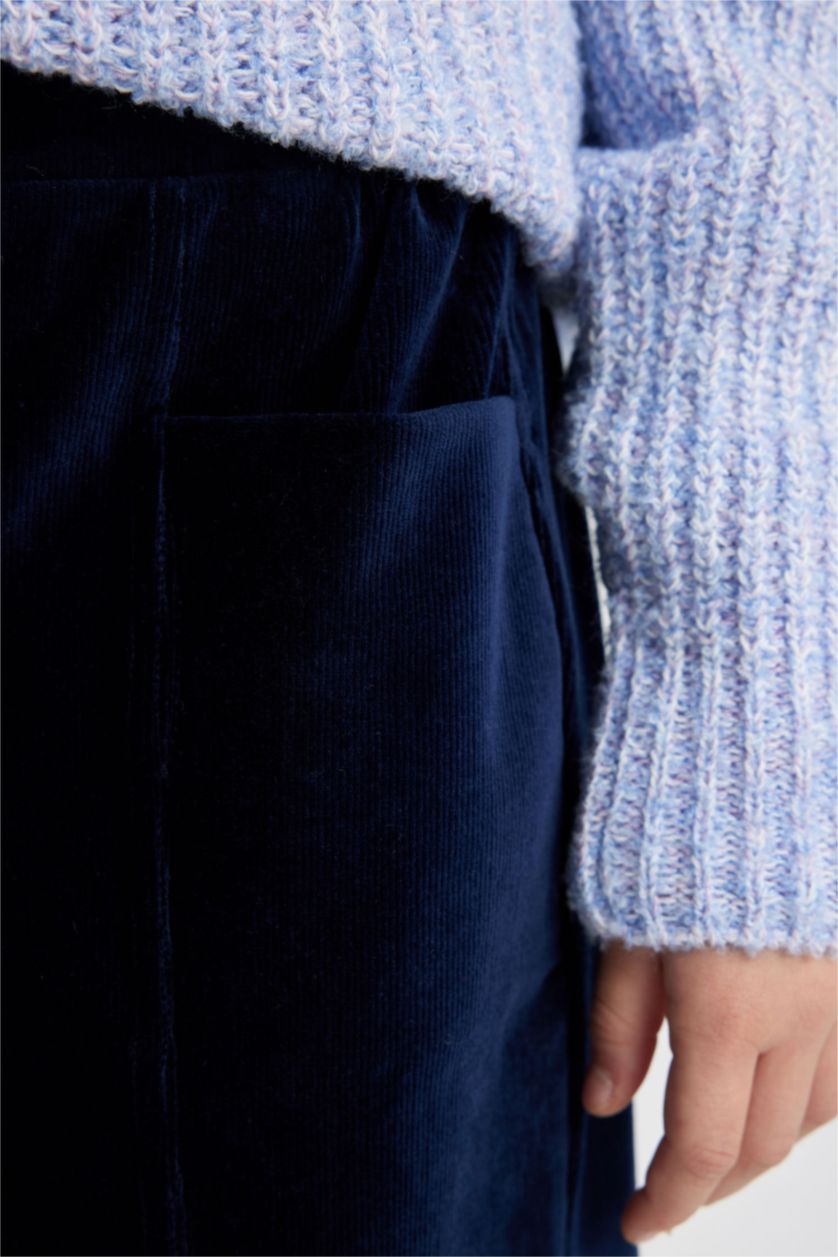 GIRLS & TEENS NAVY Girl Carrot Fit Velvet Sweatpants