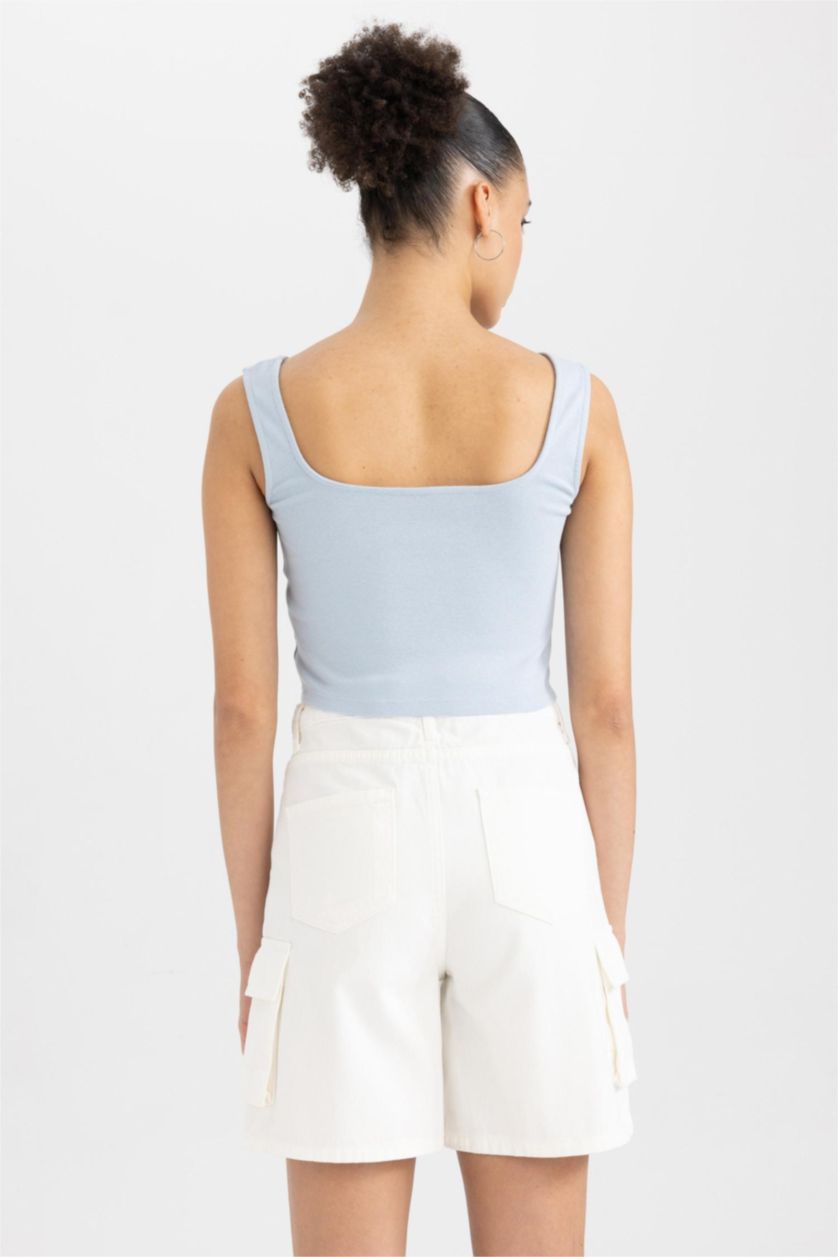 FEMME BLEU Clair Débardeur Coupe Slim Imprimé