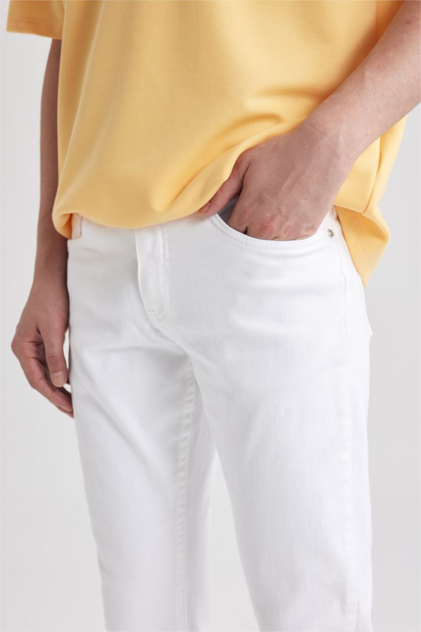 Мужчины Белый Джинсы Carlo скинни со средней талией