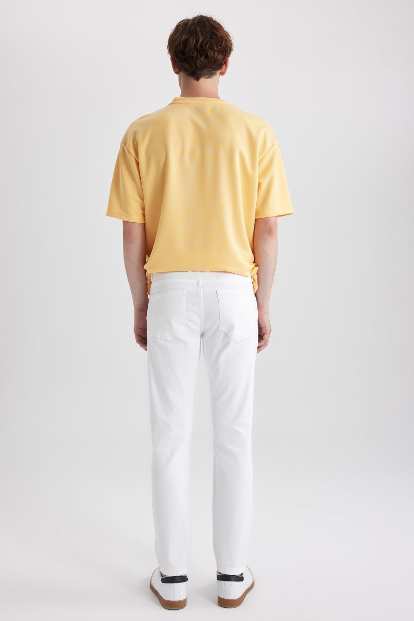 Мужчины Белый Джинсы Carlo скинни со средней талией