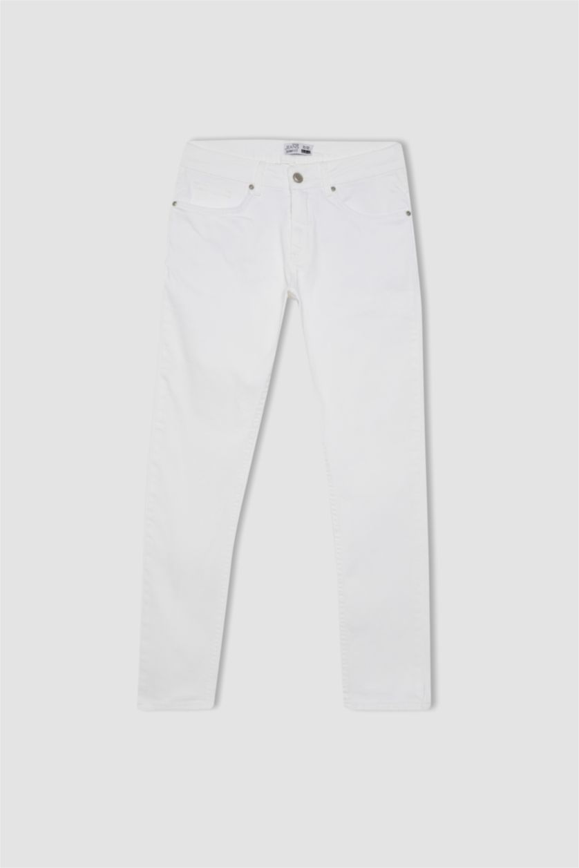 Мужчины Белый Джинсы Carlo скинни со средней талией