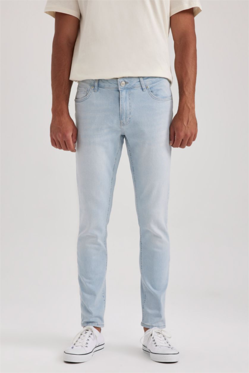 HOMME Bleu Pantalon Jean PEDRO - Coupe slim en jean Ourlet étroit
