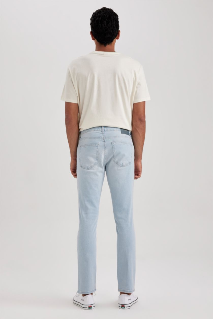 HOMME Bleu Pantalon Jean PEDRO - Coupe slim en jean Ourlet étroit