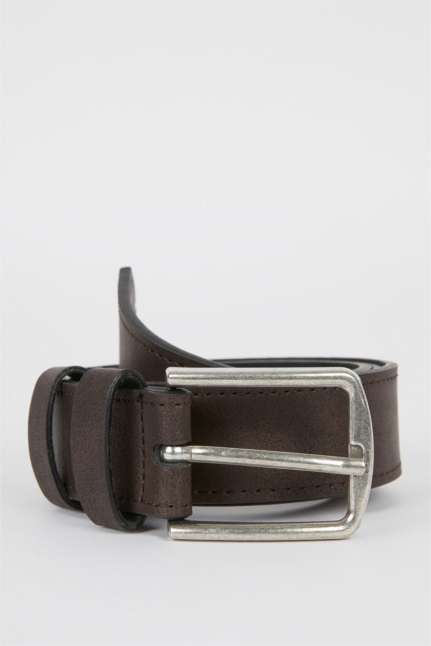 Erkek Kahve Erkek Dikdörtgen Toka Suni Deri Kemer